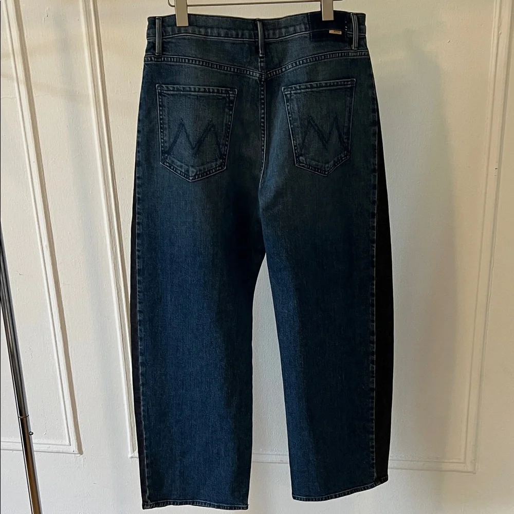 MOTHER Women's Two-Tone Blue Barrel Leg Jeans - Picture 5 of 6